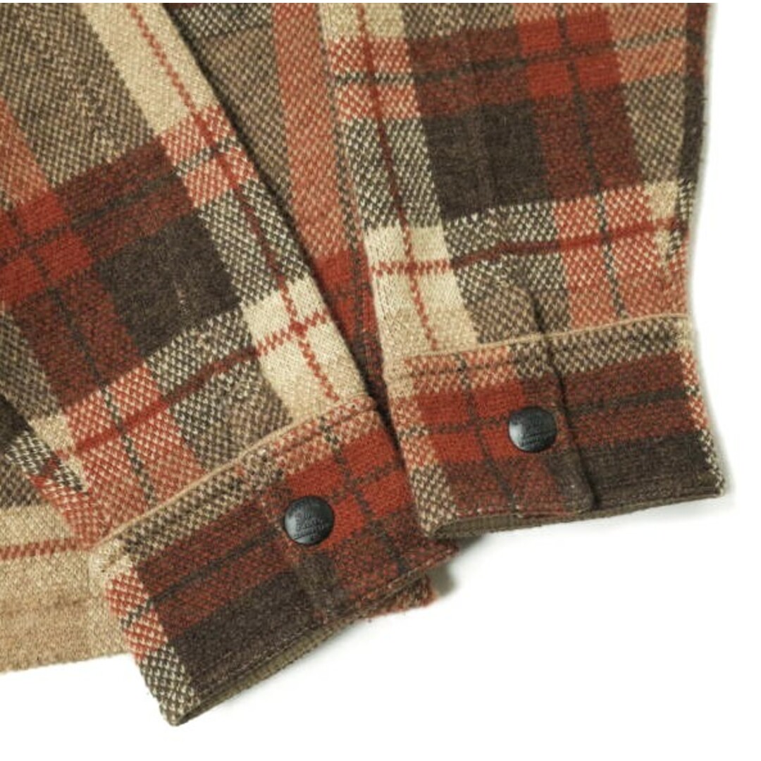 RRL(ダブルアールエル)のRRL ダブルアールエル 22AW WOOL PLAID WORK SHIRT SWEATER バーズアイジャカード ウールチェックワークシャツジャケット 782871307001 XS ORANGE/TAN Double RL 定価12万 セーター JUMPER アウター【中古】【RRL】 メンズのジャケット/アウター(カバーオール)の商品写真