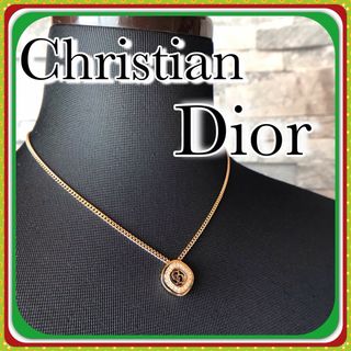 クリスチャンディオール(Christian Dior)の クリスチャン ディオール CDロゴ スクエアビジューフレーム ゴールドカラー(ネックレス)