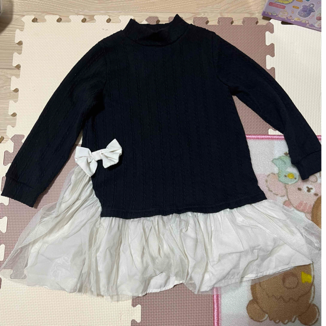 黒のニットワンピース120cm キッズ/ベビー/マタニティのキッズ服女の子用(90cm~)(ワンピース)の商品写真