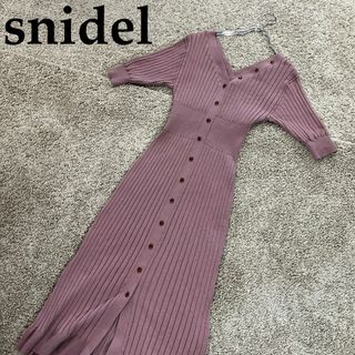 スナイデル(SNIDEL)のSNIDEL スナイデル フロントボタンニットワンピース ピンク F(ロングワンピース/マキシワンピース)