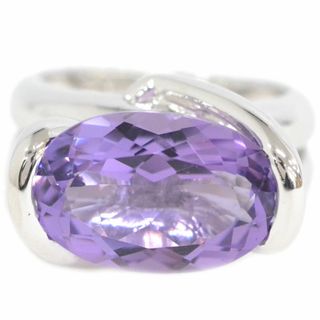 本物 アメシスト 6.93ct 750 WG リング 指輪 13号 ホワイトゴールド パープル アクセサリー ジュエリー 中古(リング(指輪))