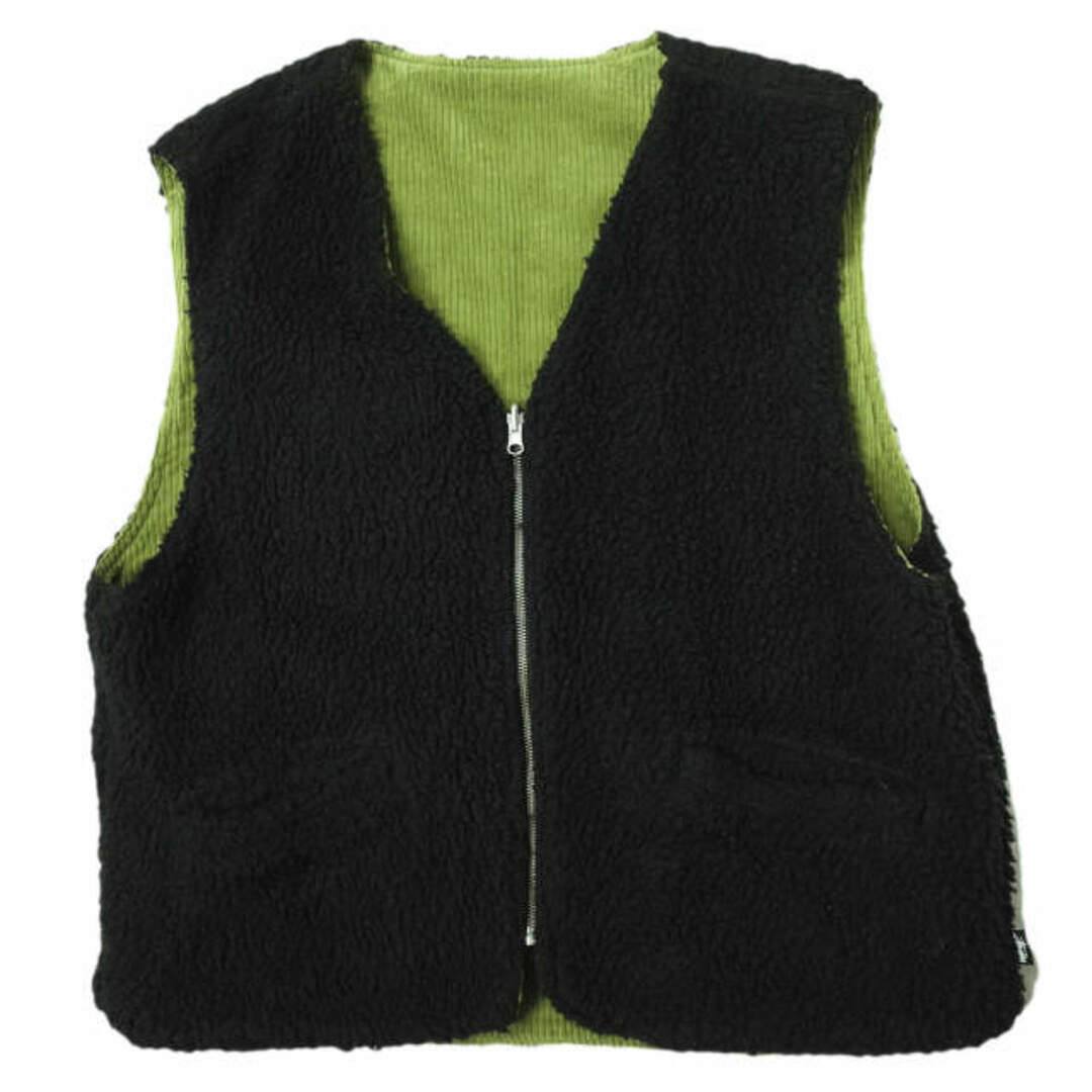 STUSSY(ステューシー)のSTUSSY ステューシー 20AW Wide Wale Reversible Vest コーデュロイリバーシブルベスト XL グリーン/ブラック ジレ ボア トップス【中古】【STUSSY】 メンズのトップス(ベスト)の商品写真