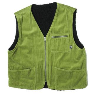 ステューシー(STUSSY)のSTUSSY ステューシー 20AW Wide Wale Reversible Vest コーデュロイリバーシブルベスト XL グリーン/ブラック ジレ ボア トップス【中古】【STUSSY】(ベスト)