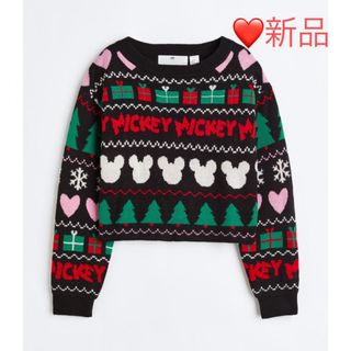 エイチアンドエム(H&M)の新品✨145-150cm ミッキー マウスXmasクリスマスモチーフニットセータ(ニット)