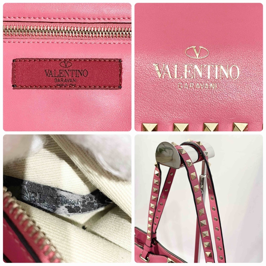 VALENTINO(ヴァレンティノ)の美品 ヴァレンティノ 2way ハンドバッグ ロックスタッズ ピンク 肩掛け 鞄 レディースのバッグ(ハンドバッグ)の商品写真