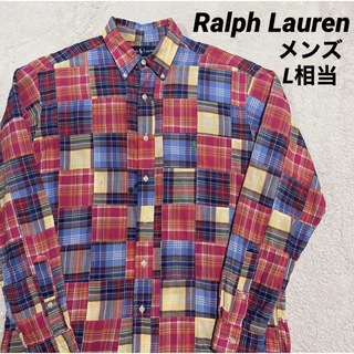 ラルフローレン(Ralph Lauren)のRalph Lauren  パッチワーク　長袖ボタンダウンシャツ　メンズL相当(シャツ)