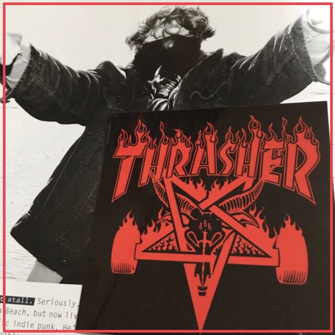 THRASHER(スラッシャー)のTHRASHERスラッシャーUS限定ボックスファイアーロゴステッカーラスト２ メンズのファッション小物(その他)の商品写真