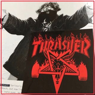 スラッシャー(THRASHER)のTHRASHERスラッシャーUS限定ボックスファイアーロゴステッカーラスト２(その他)