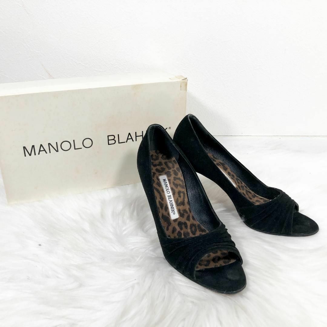 Manolo Blahnik マノロ・ブラニク スエード オープントゥ パンプス