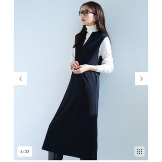 ニジュウサンク(23区)の新品　UNFILO  ジョーゼットジャージー キーネックジャンパースカート(ロングワンピース/マキシワンピース)