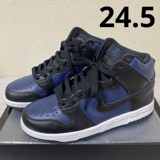 ナイキ(NIKE)の24.5 フラグメント ナイキ ダンクハイ ミッドナイトネイビー  スニーカー(スニーカー)