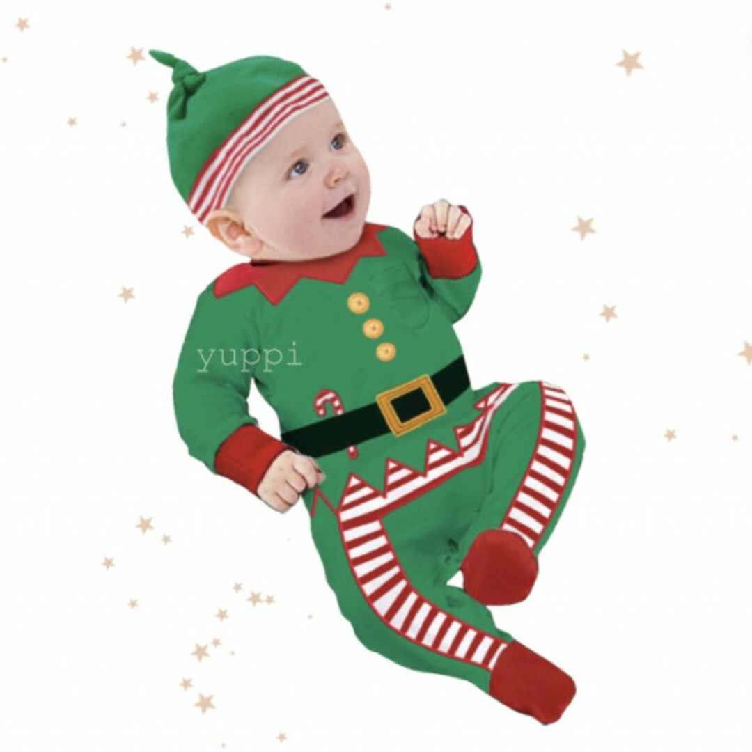 サンタロンパース 90 帽子セット 赤 クリスマス 新品未使用 美品 海外通販 キッズ/ベビー/マタニティのベビー服(~85cm)(ロンパース)の商品写真