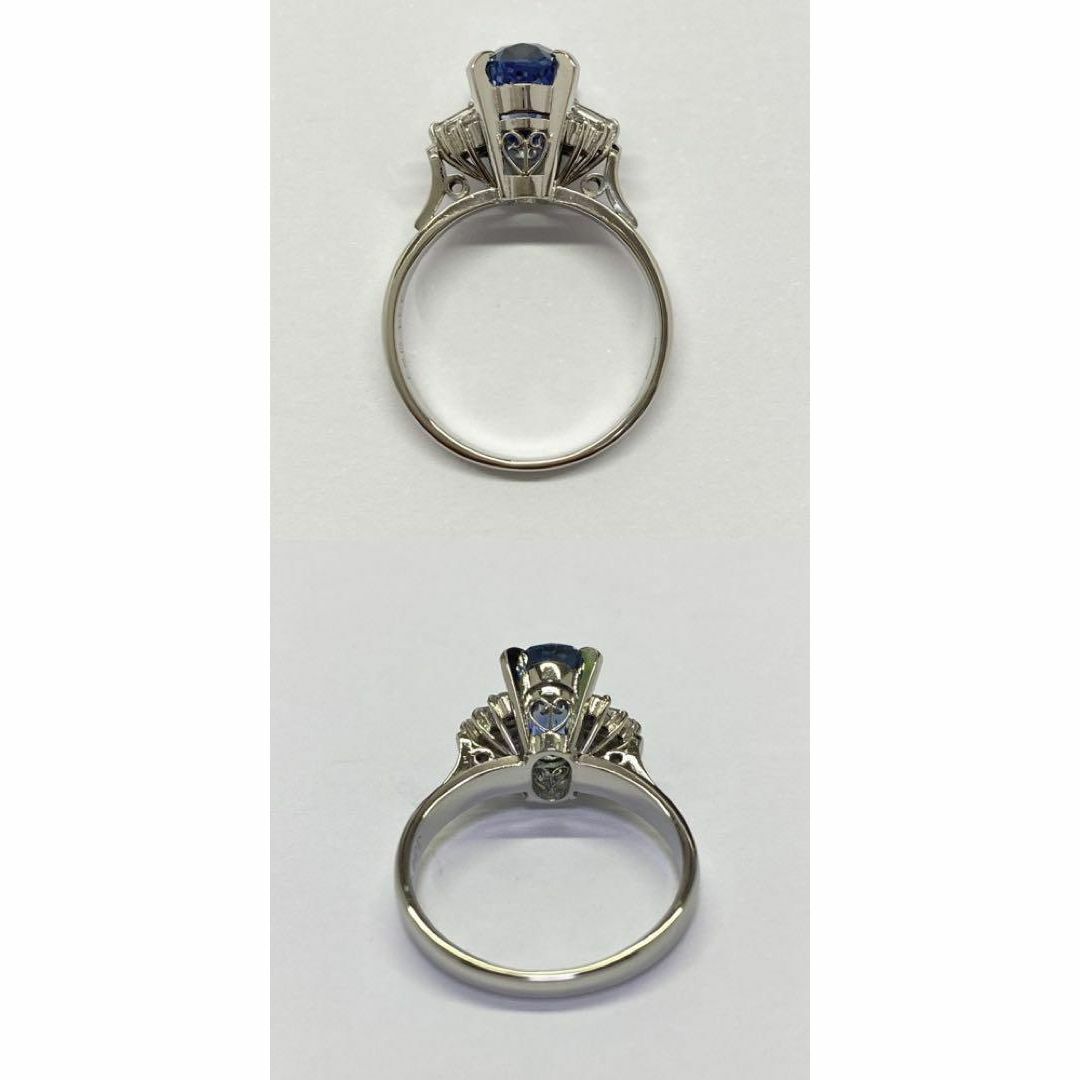 Pt900　大粒天然サファイアリング　3.84ct　鑑別書付き　ダイヤモンド入り レディースのアクセサリー(リング(指輪))の商品写真