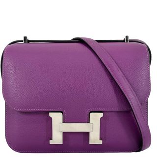 エルメス(Hermes)の【在庫一掃】HERMES エルメス ショルダーバッグ コンスタンスミニ ポシェット 肩掛け 斜め掛け 革 かばん 鞄 D刻印 ヴォーエプソン    パープル 紫
 シルバー金具 レディース 人気 美品 2019年【中古品】(ショルダーバッグ)