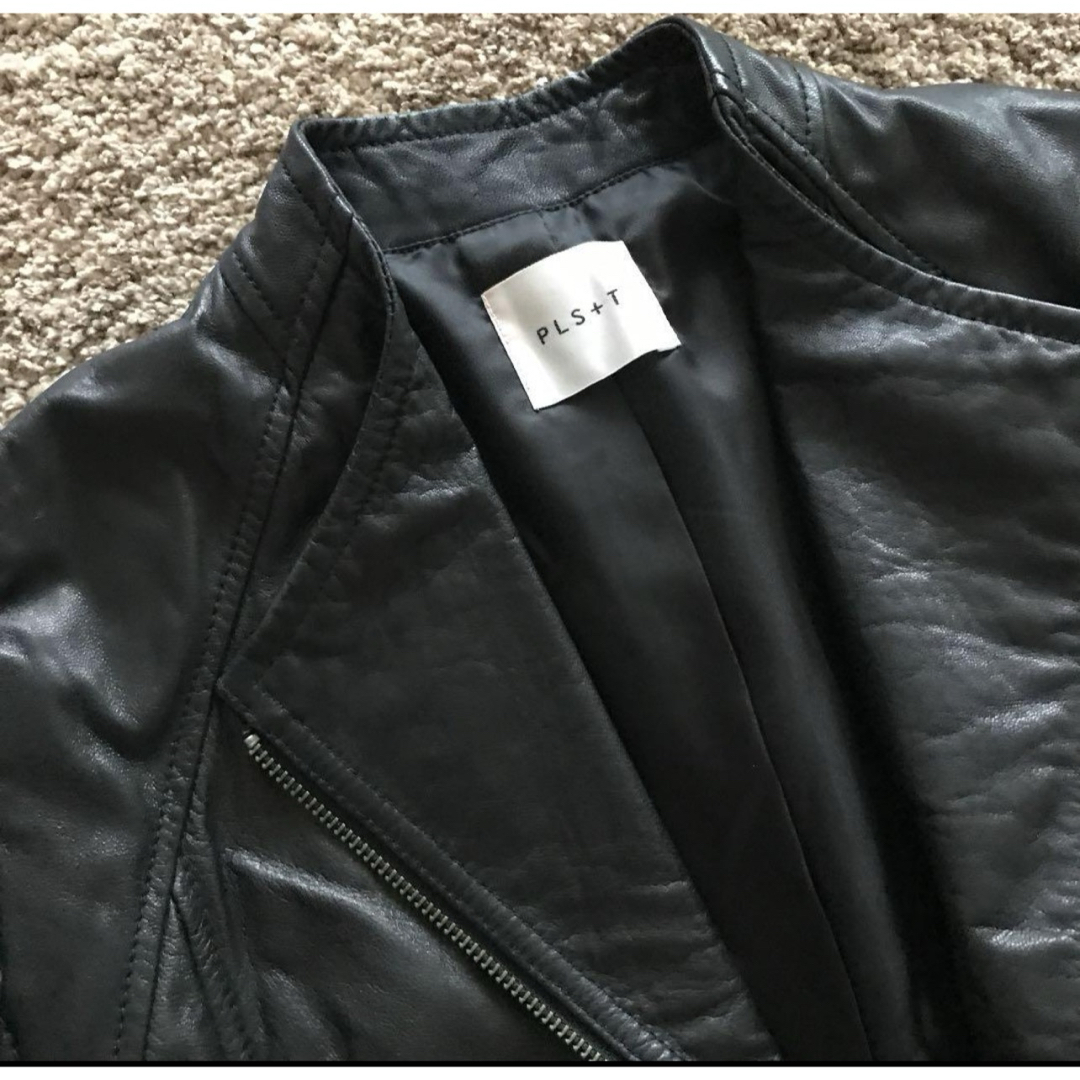 PLST(プラステ)の試着のみ 超美品 ラムスキンライダースジャケット PLS+T レディースのジャケット/アウター(ライダースジャケット)の商品写真