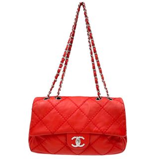 シャネル(CHANEL)の【限定価格】CHANEL シャネル ショルダーバッグ ウルトラステッチ ダブルチェーン ターンロック 肩掛け 斜め掛け Matelasse ココマーク ココ かばん 鞄 レザー    オレンジブラウン シルバー金具 レディース 人気【中古品】(ショルダーバッグ)