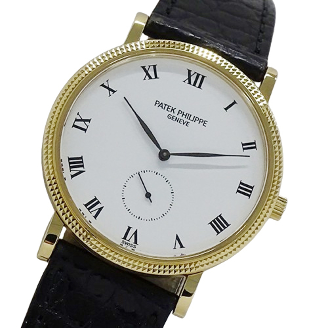 PATEK PHILIPPE(パテックフィリップ)のパテックフィリップ PATEK PHILIPPE カラトラバ 3919J 時計 メンズ ブランド スモールセコンド 手巻き 750YG 18K レザー ラウンド 磨き済み【中古】 メンズの時計(腕時計(アナログ))の商品写真