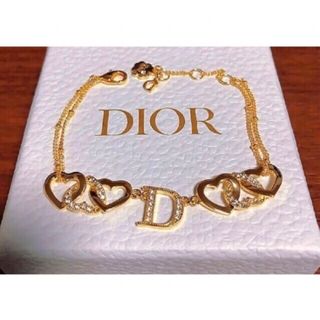 クリスチャンディオール(Christian Dior)のDior ハート2連 ブレスレット ゴールドDロゴ キラキラ 人気(ブレスレット/バングル)