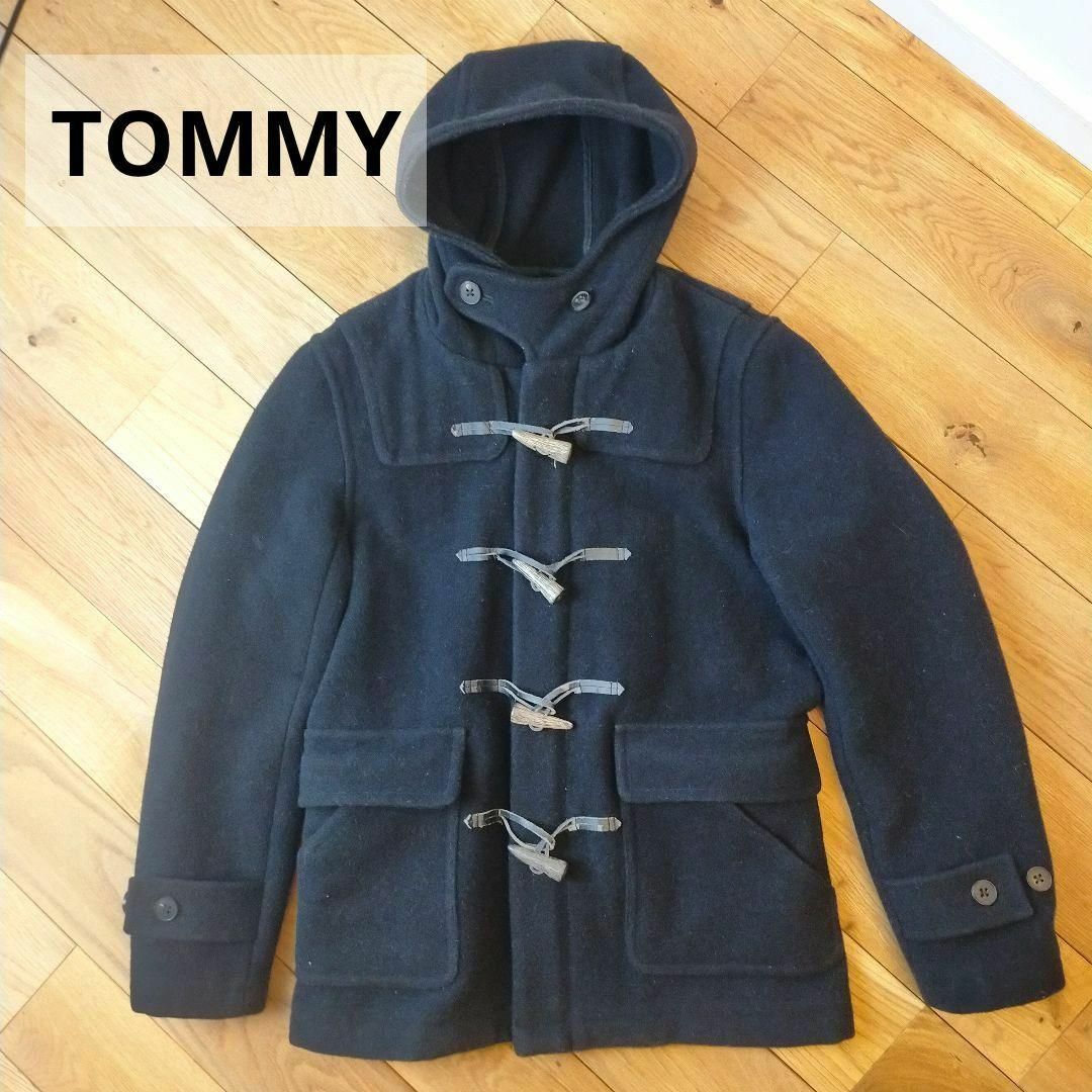 TOMMY(トミー)のTOMMY　トミー　ダッフルコート　ブラック　　M　メンズ　ウールコート　フード メンズのジャケット/アウター(ダッフルコート)の商品写真