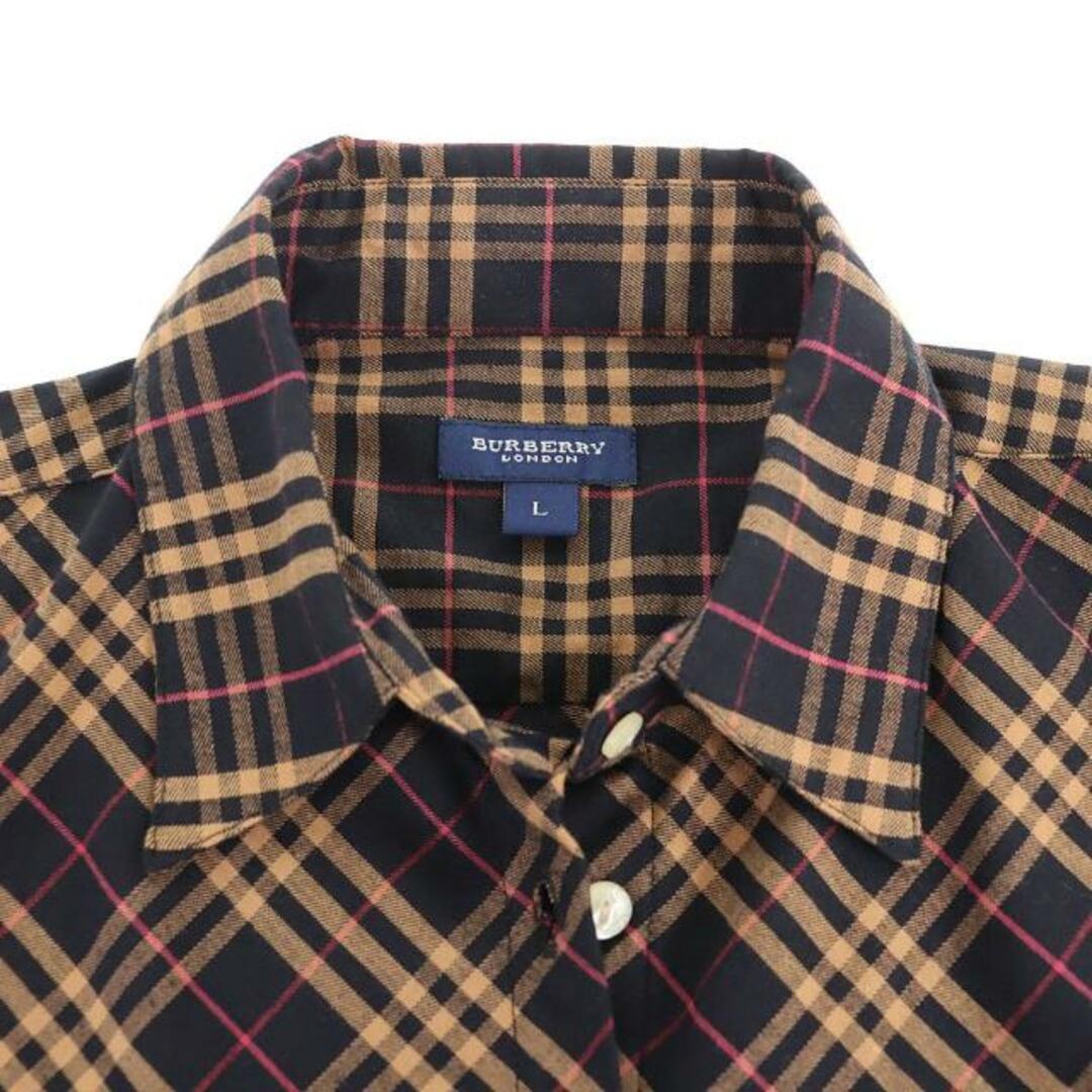 BURBERRY(バーバリー)のバーバリー ノヴァチェック シャツ 中古 レディース サイズL ブラック系 BURBERRY 【中古】 | 長袖 ファッション ブランド アパレル 服 ABランク レディースのトップス(シャツ/ブラウス(長袖/七分))の商品写真