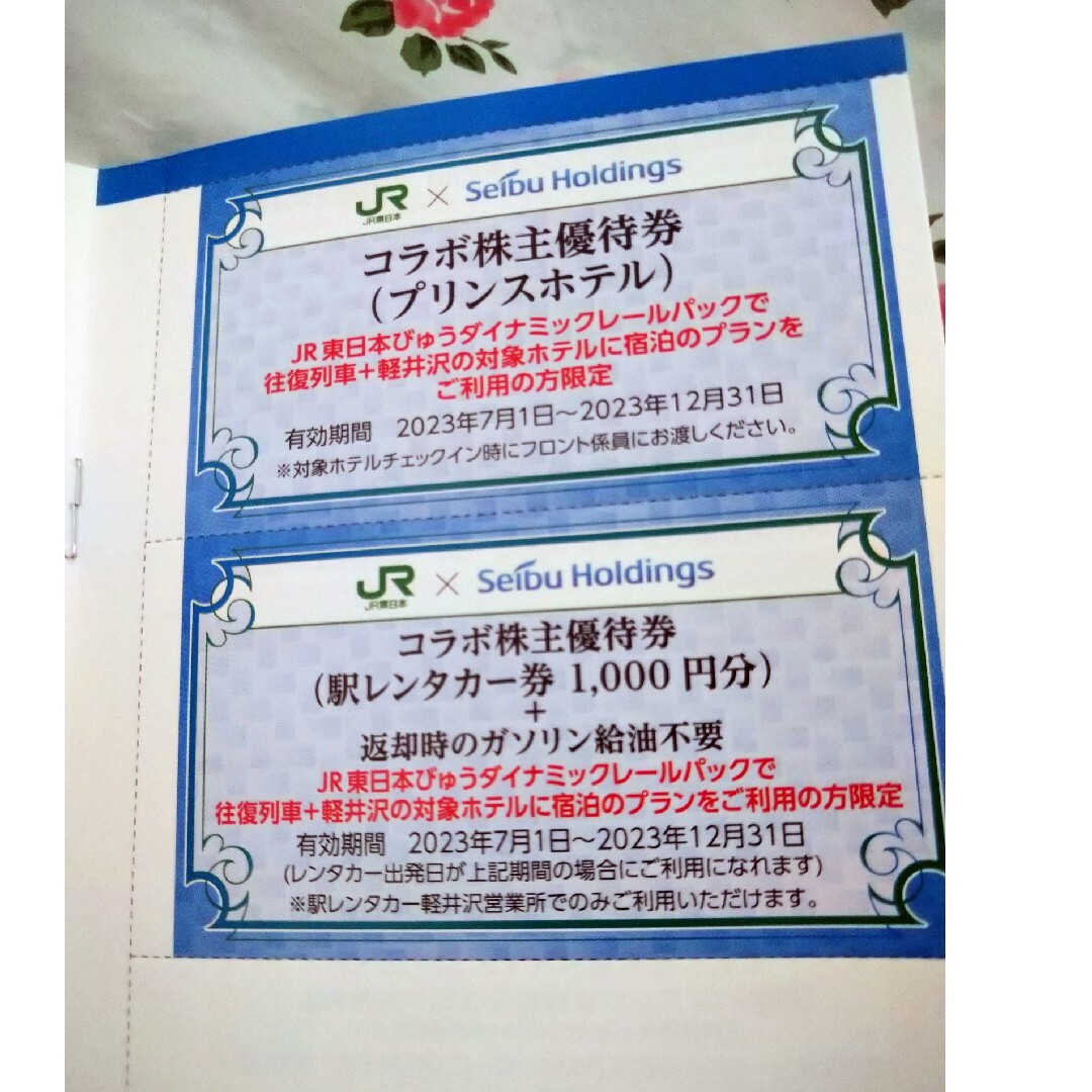 JR(ジェイアール)のJR東日本株主優待割引券７枚＆株主サービス券 チケットの乗車券/交通券(鉄道乗車券)の商品写真