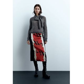 ザラ(ZARA)のZARA  リボンオープンニットセーター(ニット/セーター)