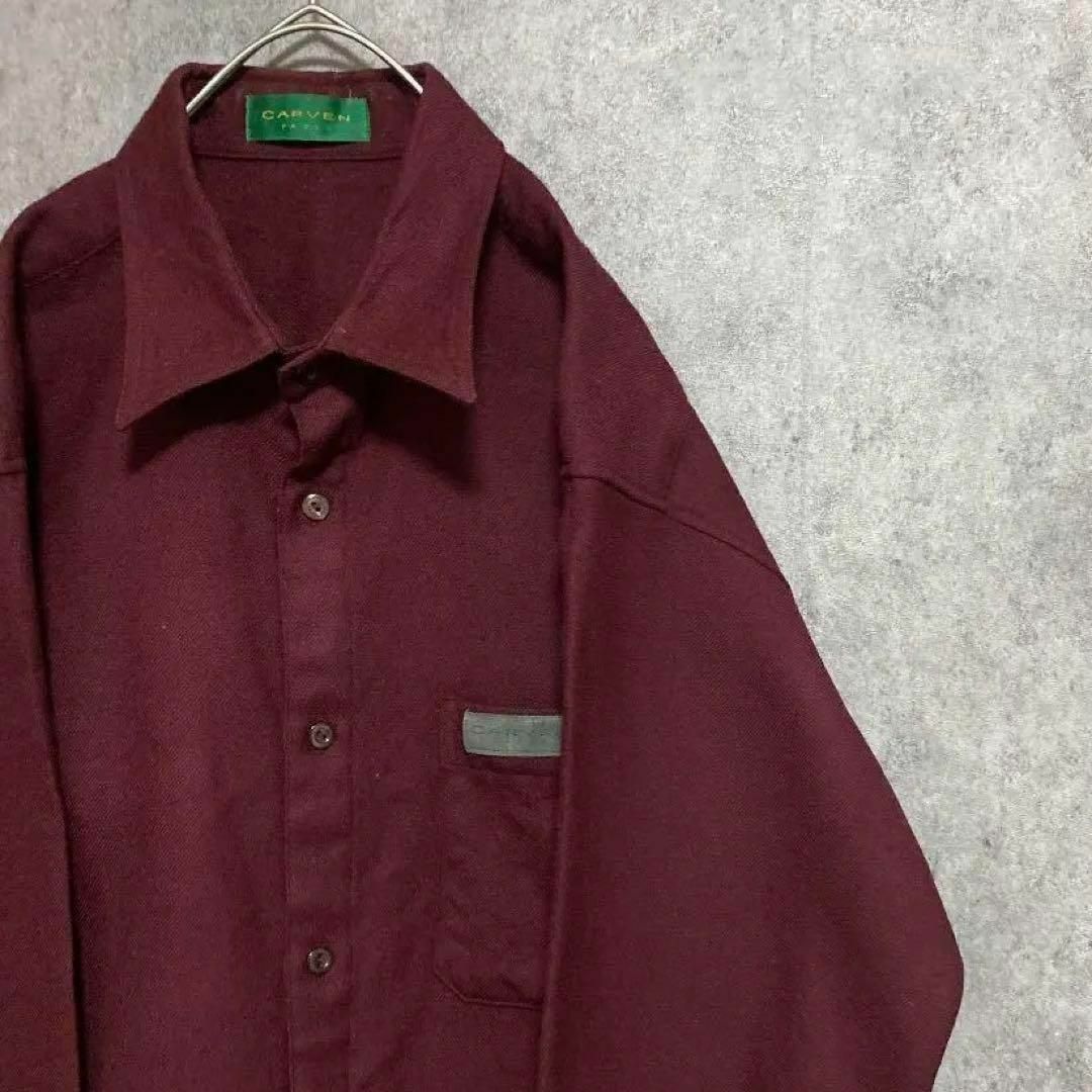 VINTAGE(ヴィンテージ)の90s vintage ウール　シャツ　メンズ　M 古着　ワインレッド　個性派 メンズのトップス(シャツ)の商品写真