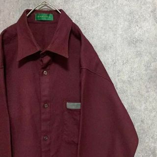 ヴィンテージ(VINTAGE)の90s vintage ウール　シャツ　メンズ　M 古着　ワインレッド　個性派(シャツ)