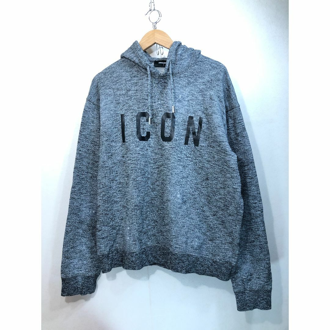 062181● DSQUARED2 ダメージ加工 ICON パーカー L グレートップス