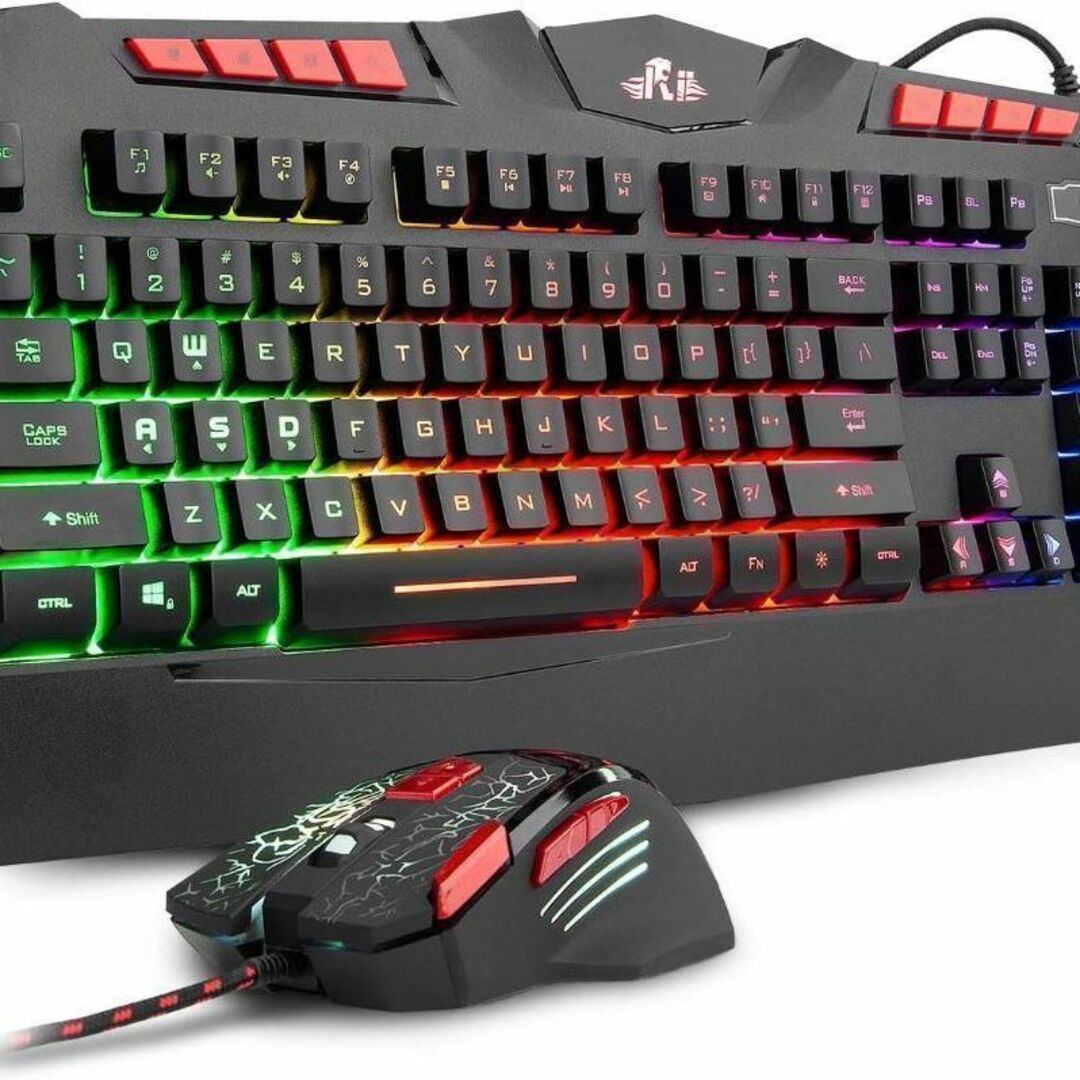 Rii 有線ゲーミングキーボードとマウスのコンボ RGB LEDバックライト | フリマアプリ ラクマ