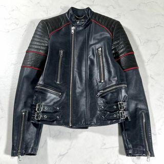 ディーゼルブラックゴールド(DIESEL BLACK GOLD)の美品　ディーゼルブラックゴールド　パイピング　シングルレザーライダースジャケット(ライダースジャケット)