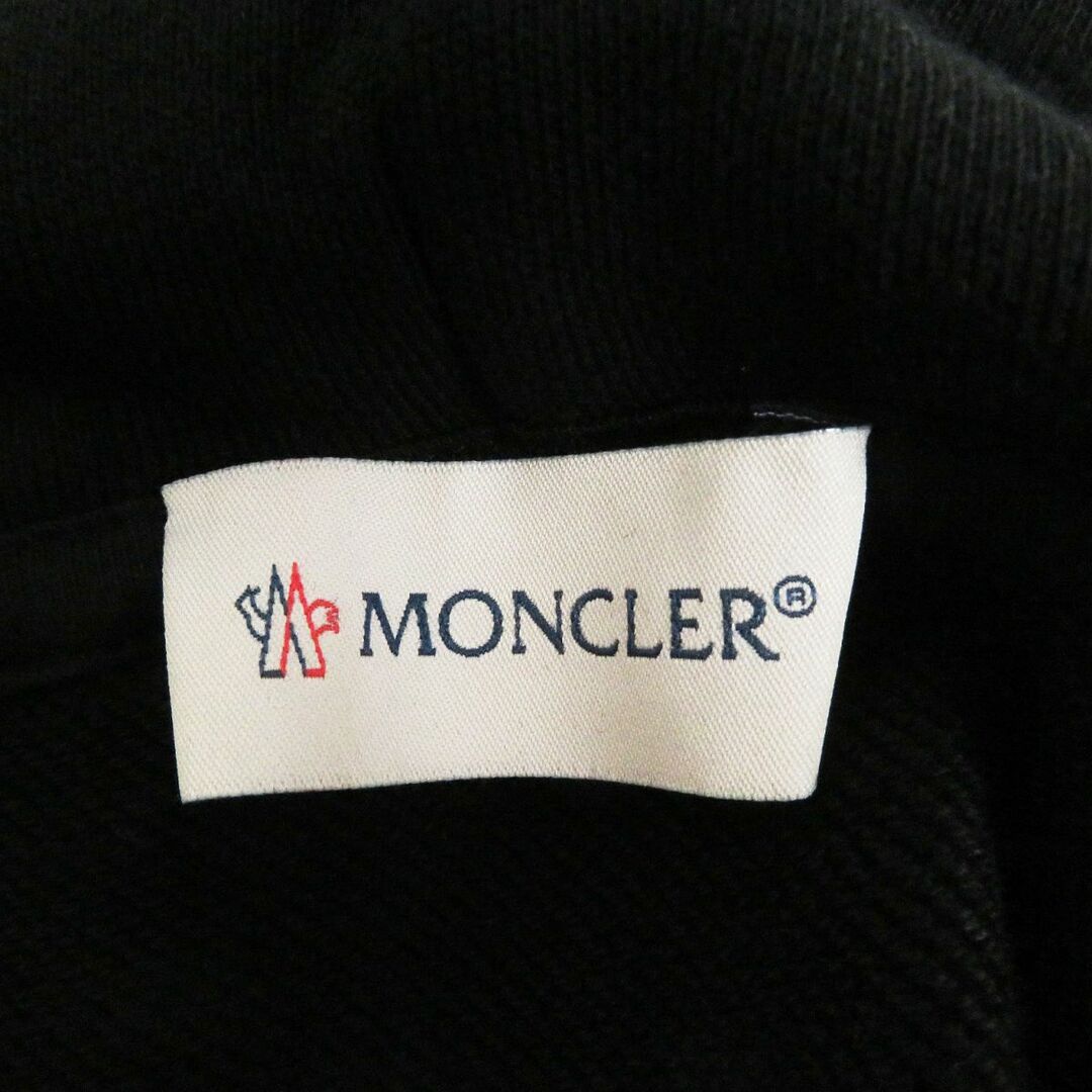 美品□2019年製 MONCLER/モンクレール MAGLIA GIROCOLLO プリントデザイン プルオーバー スウェットパーカー/フーディー 黒 XL 正規品71cm肩幅