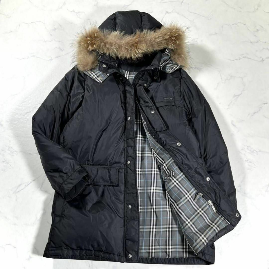 お得用 美品✨BURBERRY BLACK LABEL ノバチェック ファーダウンコート