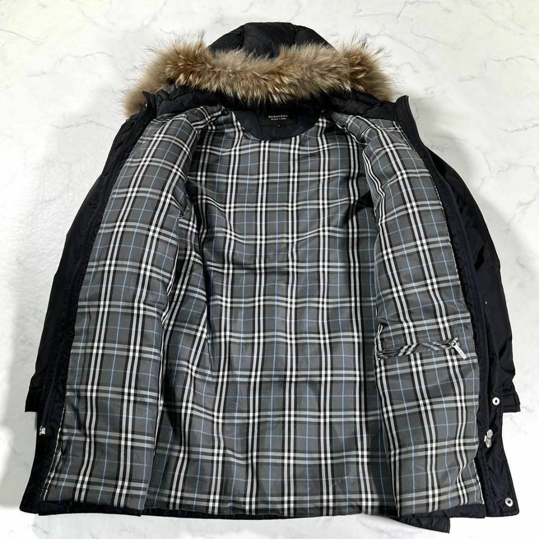 宇都宮市 美品✨BURBERRY BLACK LABEL ノバチェック ファーダウン