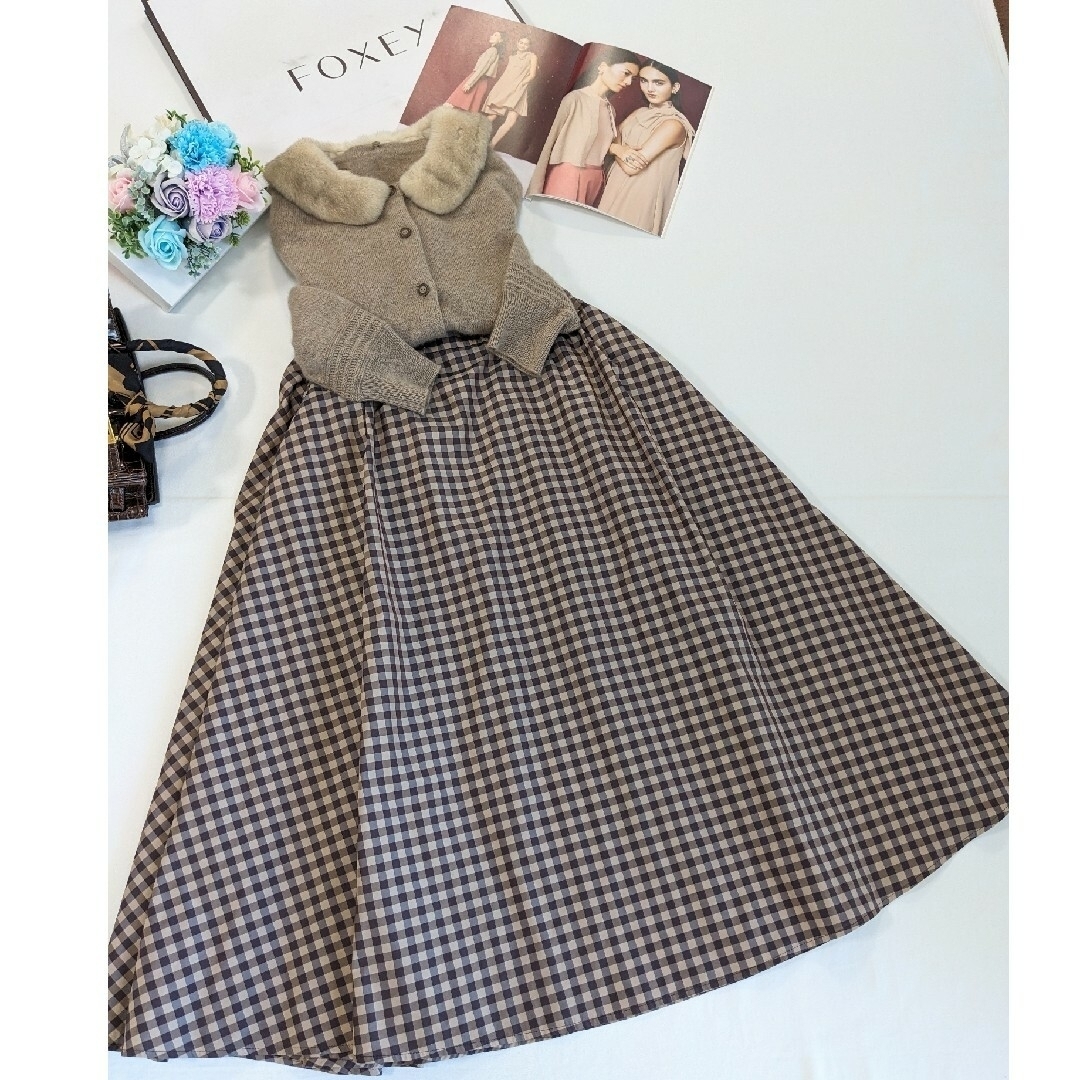 レディースFOXEY☆SKIRT “DIONE “チェック柄スカート38 Rene