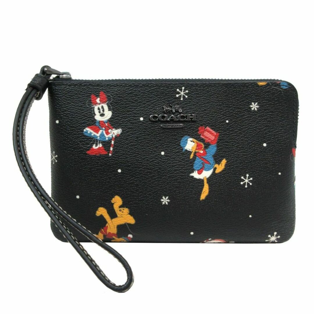 【新品】コーチ ポーチ COACH X DISNEY コーチ × ディズニー ホリデー プリント コーナー ジップ リストレット CN031  QB/M2(ブラック×マルチカラー)コラボ商品 アウトレット レディース | フリマアプリ ラクマ