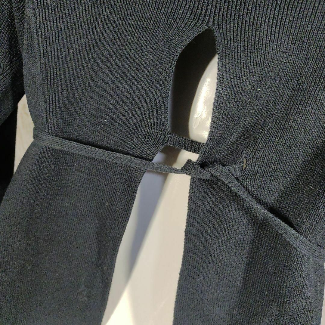 ニット/セーター6-115超美品　ワイズ　カーディガン　セーター　リボン　ニット　ブラック