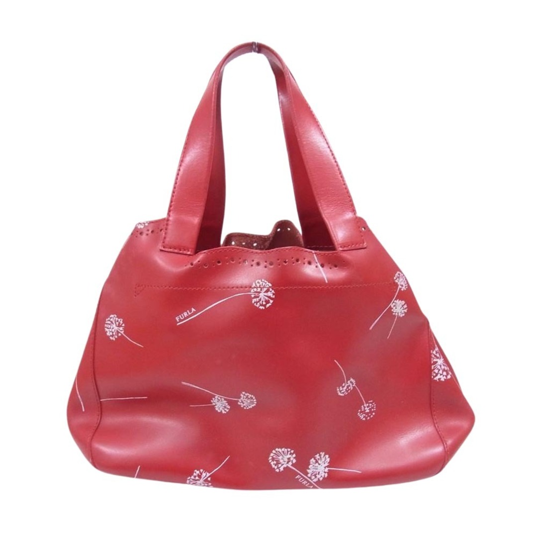 Furla(フルラ)のFurla フルラ 花柄 タンポポ ハンドバッグ トートバッグ レッド系【中古】 レディースのバッグ(トートバッグ)の商品写真