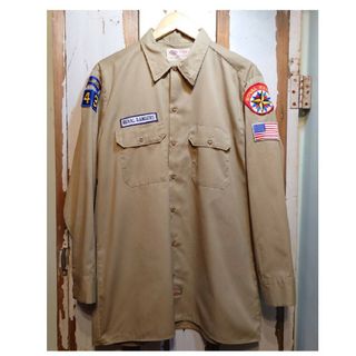 ディッキーズ(Dickies)の☆US古着ディッキーズ/ワークシャツ/ベージュ/ワッペン/L(シャツ)