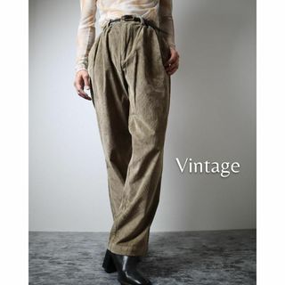 アートヴィンテージ(ART VINTAGE)の【vintage】2タック ワイド コーデュロイ パンツ W36 ベージュ(チノパン)