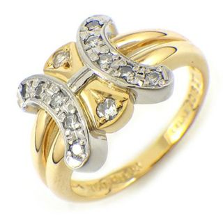 セリーヌ(celine)のセリーヌ CELINE リング トリオンフ ダイヤモンド 計0.16ct PT900 K18YG 7.5号 【中古】(リング(指輪))