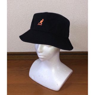 カンゴール(KANGOL)のM 美品 KANGOL バケットハット メトロハット ブラック オレンジ 黒 橙(ハット)