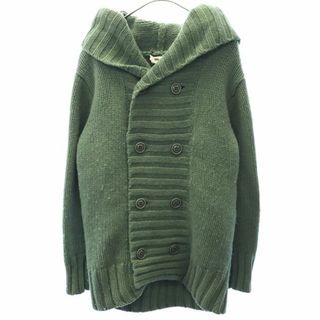 ディーゼル(DIESEL)のディーゼル フード付 ニットジャケット XS グリーン DIESEL ウール100％ ロゴプリント レディース 古着 【231218】(その他)