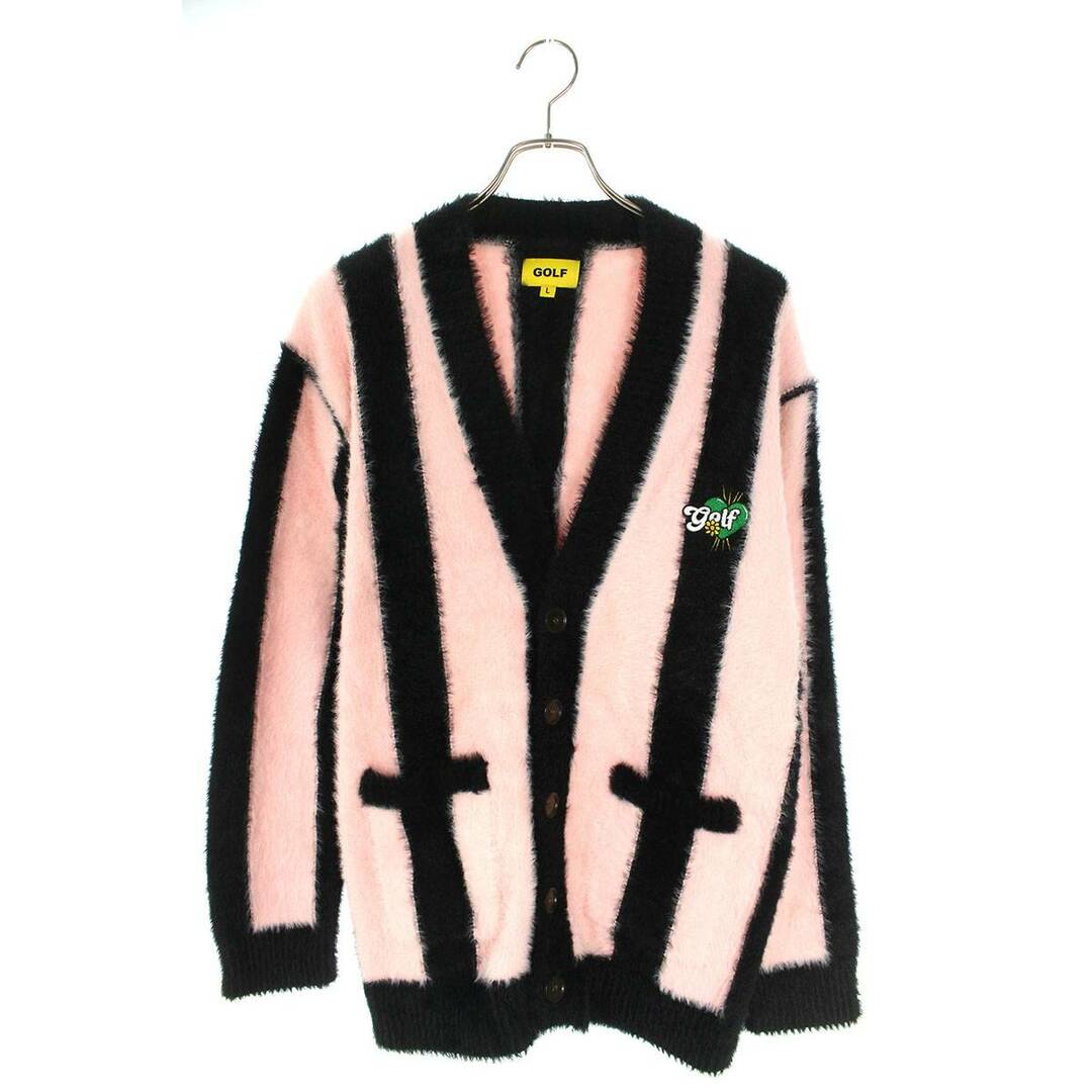 ゴルフワン GOLF WANG ボーダーモヘアカーディガン メンズ Lトップス