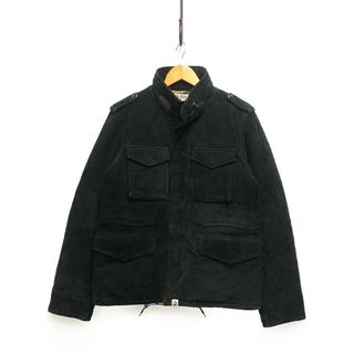 アベイシングエイプ(A BATHING APE)のA BATHING APE アベイシングエイプ スウェード M-65 ダウンジャケット 黒/グリーンカモ サイズL 正規品 / 32989(ダウンジャケット)