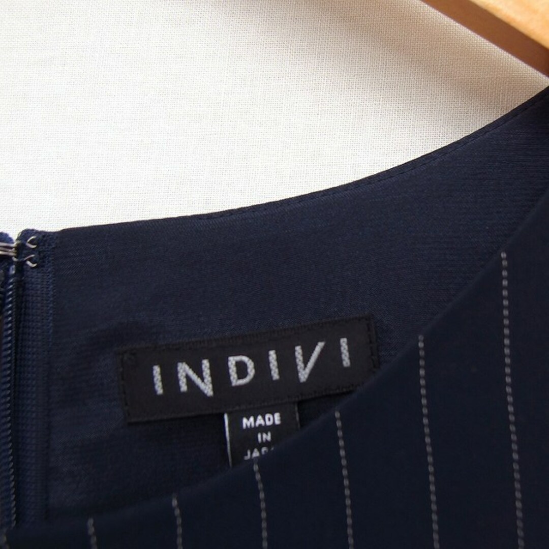 INDIVI(インディヴィ)のインディヴィ INDIVI ストライプ 切替 ワンピース ロング丈 ノースリーブ レディースのワンピース(ロングワンピース/マキシワンピース)の商品写真