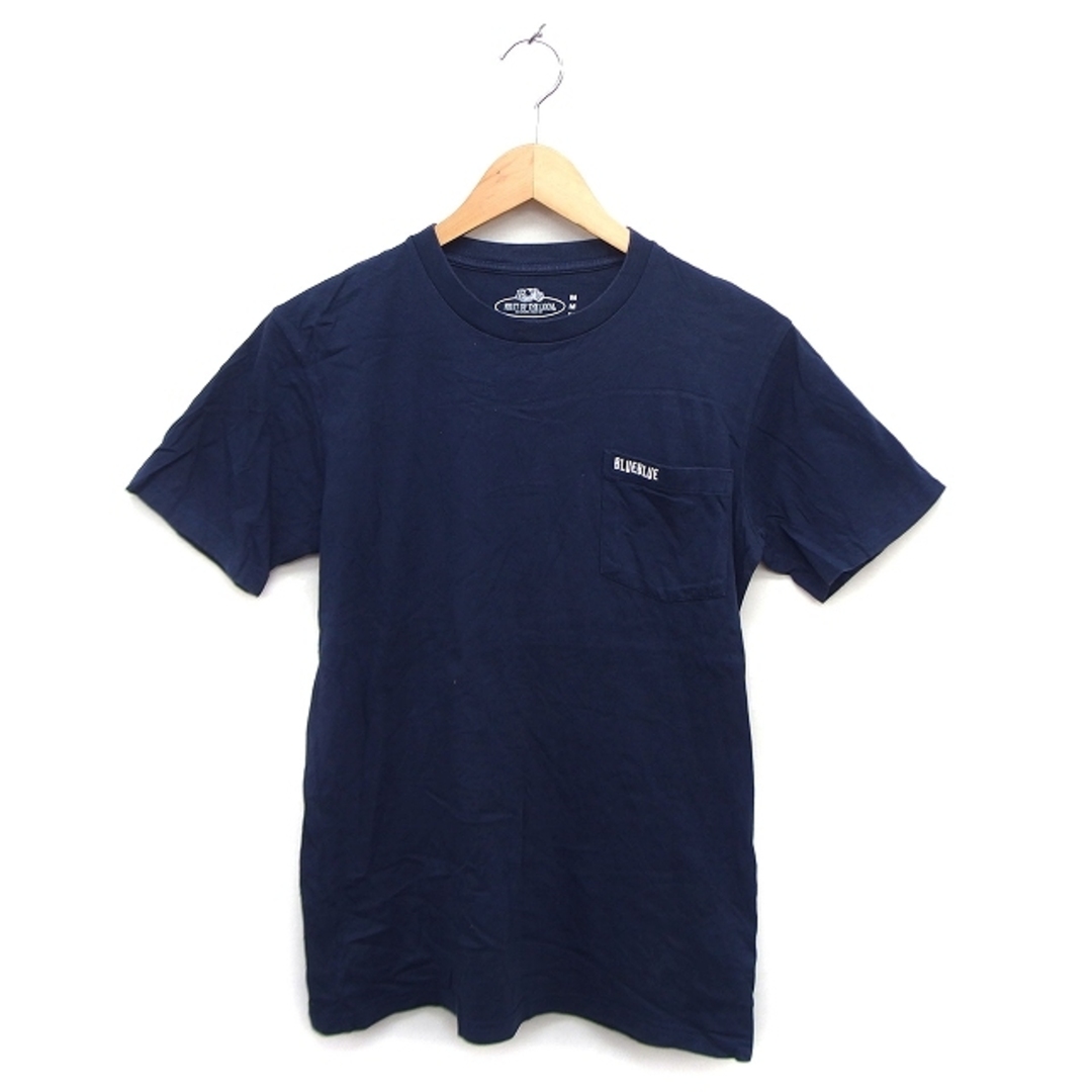 BLUE BLUE(ブルーブルー)のブルーブルー カットソー Tシャツ クルーネック リブ ロゴ コットン 半袖 M レディースのトップス(Tシャツ(半袖/袖なし))の商品写真