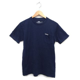 ブルーブルー カットソー Tシャツ クルーネック リブ ロゴ コットン 半袖 M