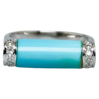 セイコー(SEIKO)の美品 K18WG ホワイトゴールド リング 指輪 トルコ石 ダイヤ 0.17ct 【1-0128746】(リング(指輪))