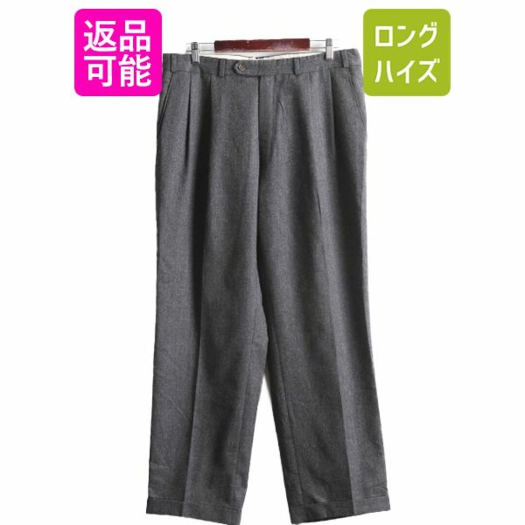 メンズ90s チャップス ラルフローレン 2タック ウール スラックス パンツ 36  90年代 オールド ストレート 裾ダブル CHAPS カナダ製 灰 POLO